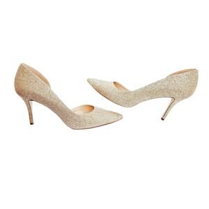BCBG Women’s Gold Glitter D’Orsay Stiletto Heels – Size 8